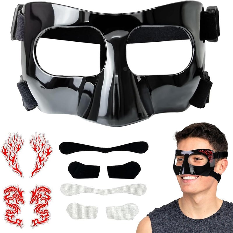 Anysun AF01A Nose Guard for Broken Nose Adults Adjustable Basketball Soccer Sports Face Shield Mask with Foam Padding & Stickers for Women Men Youths Teens - Image 1
